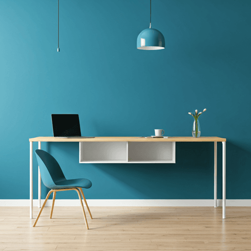 Modern elegant office space with blue accents